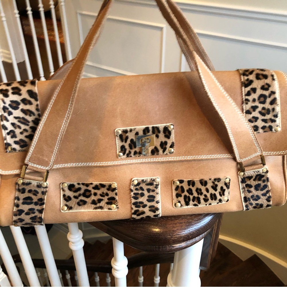 Lambertson Truex leopard print leather Handbag
